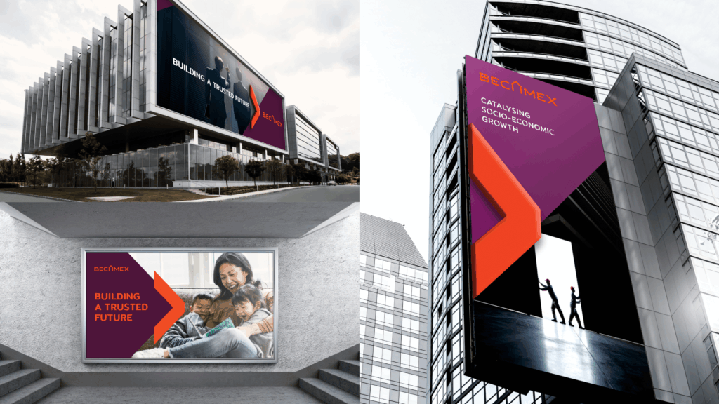 design of Becamex advertisement to strengthen brand identity around the city