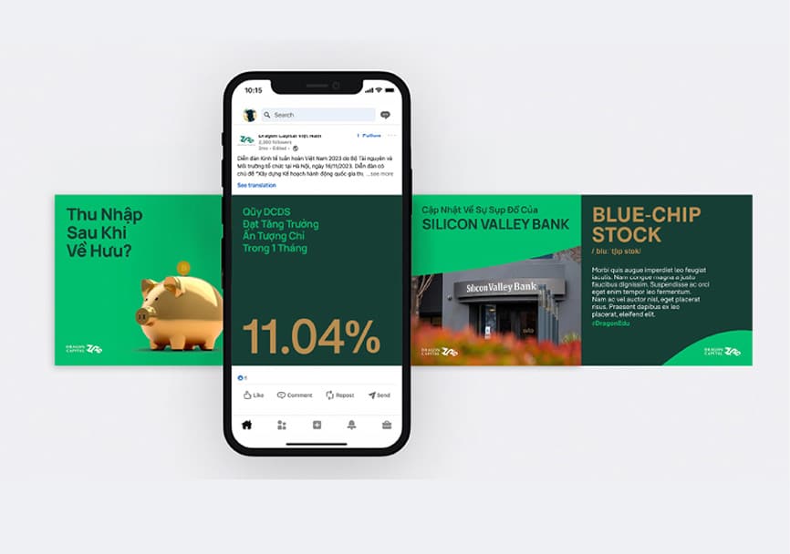 graphic design for Dragon Capital, a financial institution, linkedin social media post