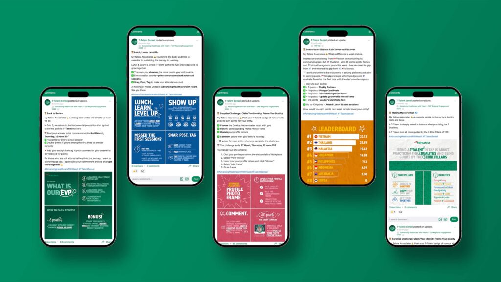 Graphic design for Terumo internal and external communication for employee value proposition 